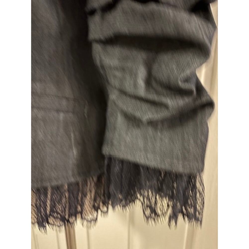 Cinq a Sept Denim Blazer Jacket Blue Lace Trim Ruched Sleeve Size 8 - Picture 6 of 10